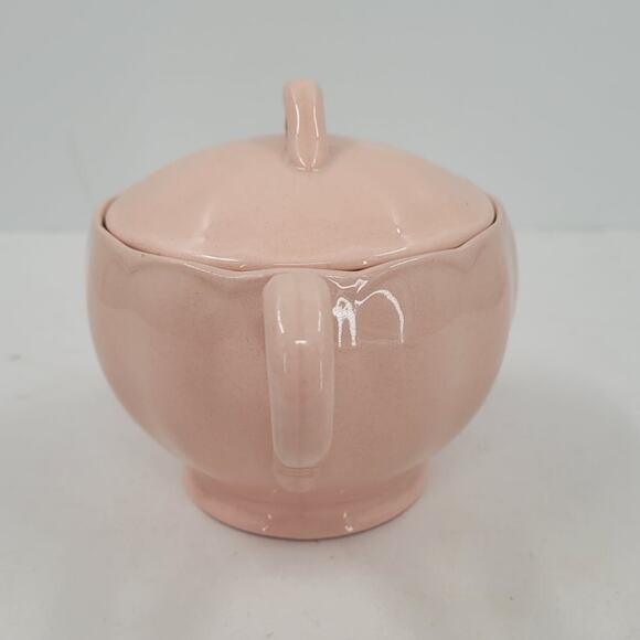 Grindley Peach Pink Vintage Sugar Jar Scalloped Edge Cottagecore Kitchen Decor - Picture 5 of 10